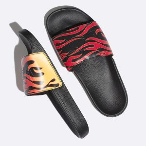 Vans Erkek Sandalet Flame Slide-On Siyah | 84129-582